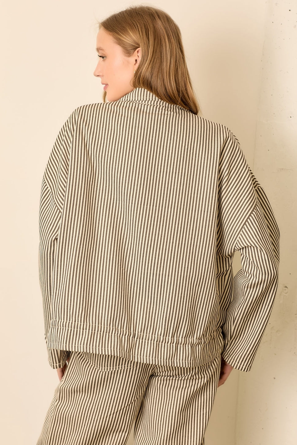 Pinstripe Canvas Chore Coat - Mocha