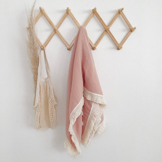 Blush 100% Cotton Fringe Baby Blanket