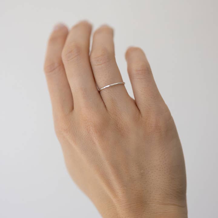 Hammered Stackable Silver Ring