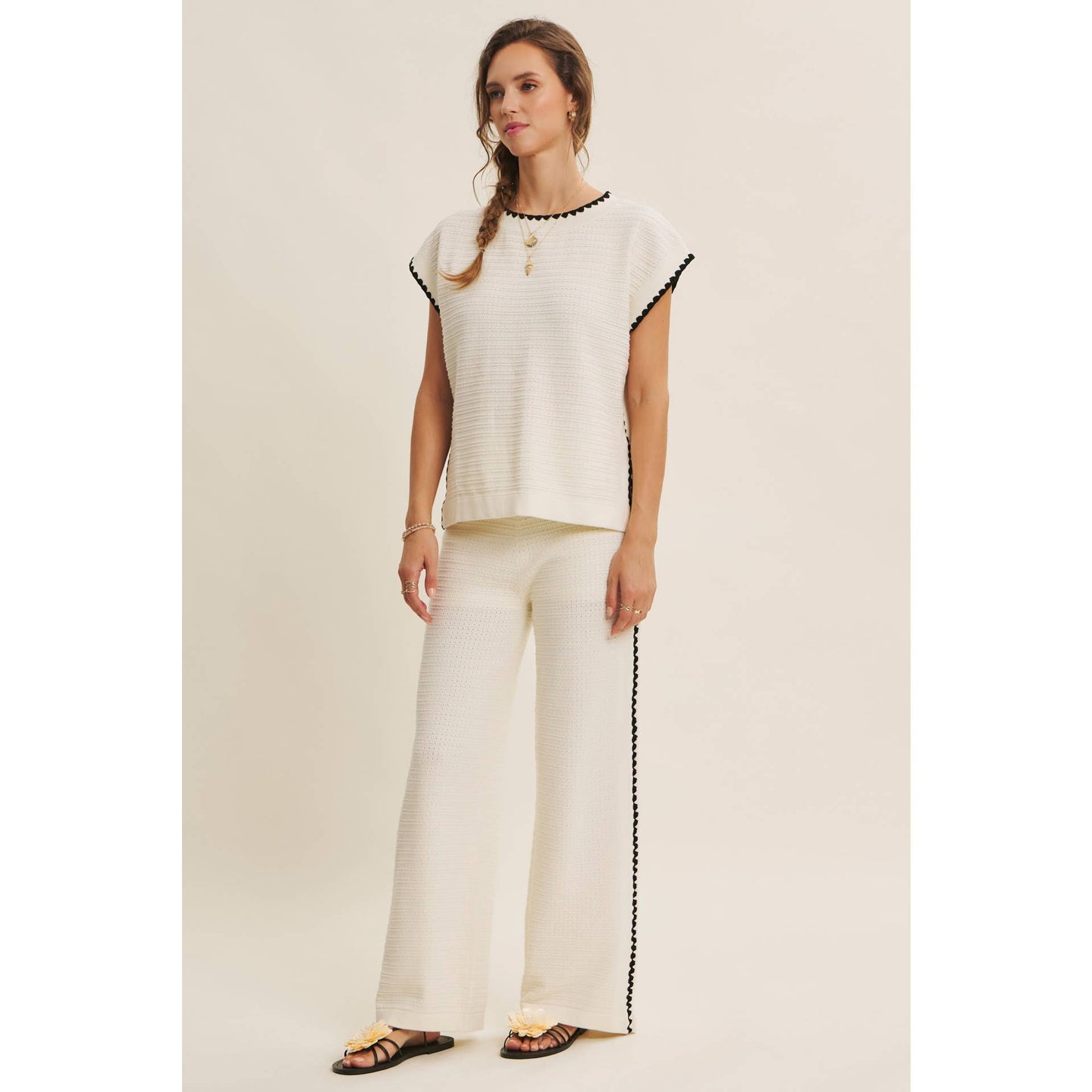 White Mocha Contrast Top