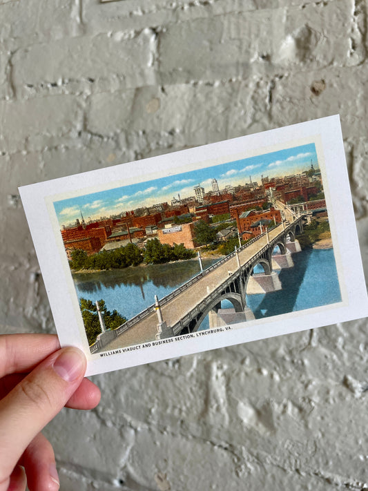 Downtown Lynchburg Bridge Vintage Postcard