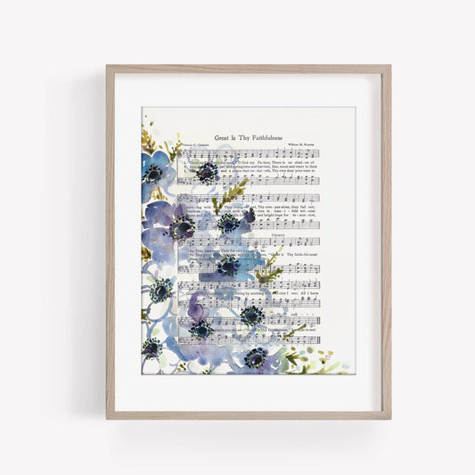 “Great Is Thy Faithfulness" Floral Hymn Print - Marydean Draws