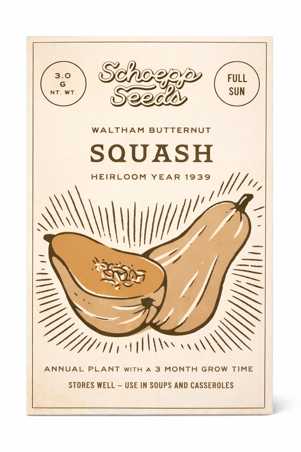 Butternut Heirloom Garden Seed Packets