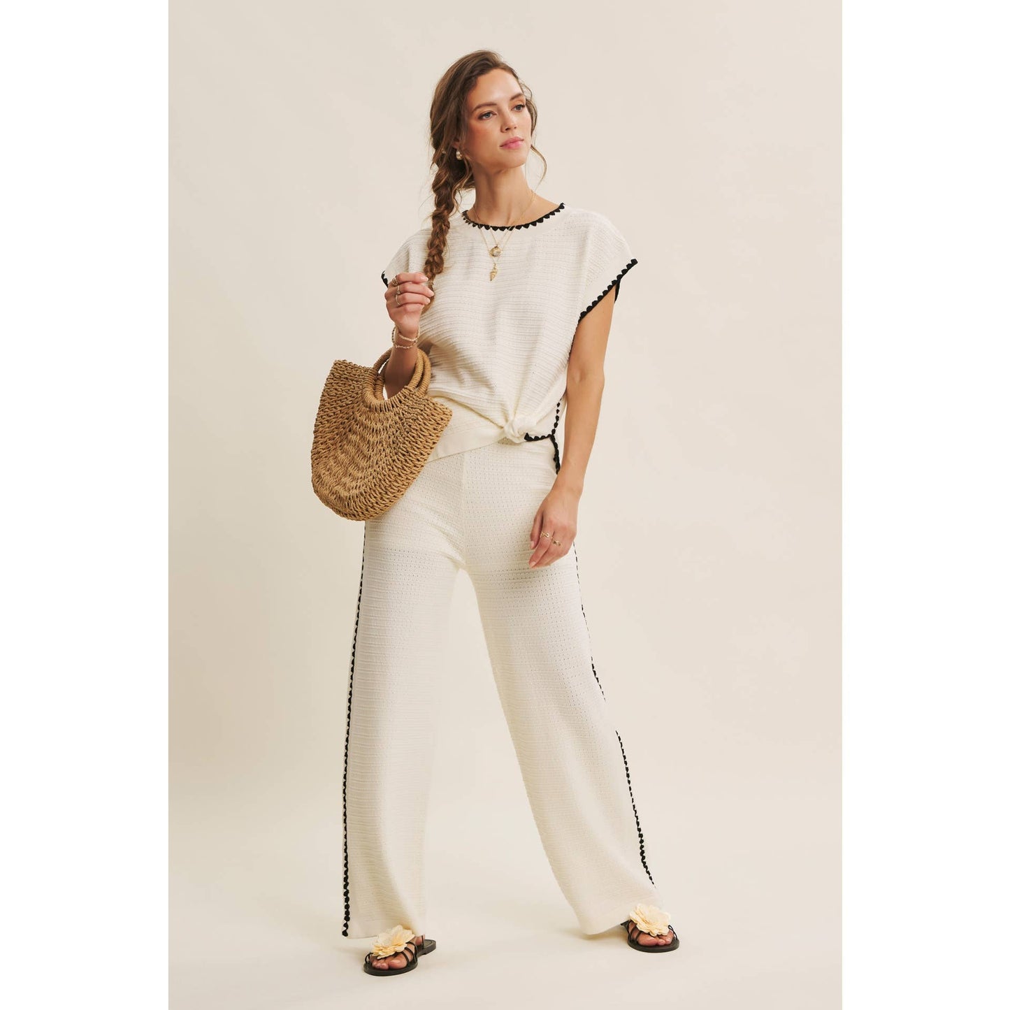 White Mocha Contrast Top
