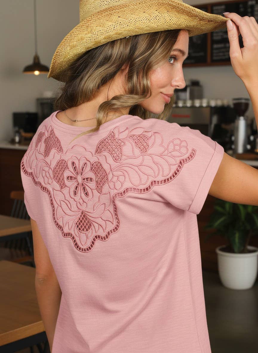 Brianna Embroidery Accent Knit Top