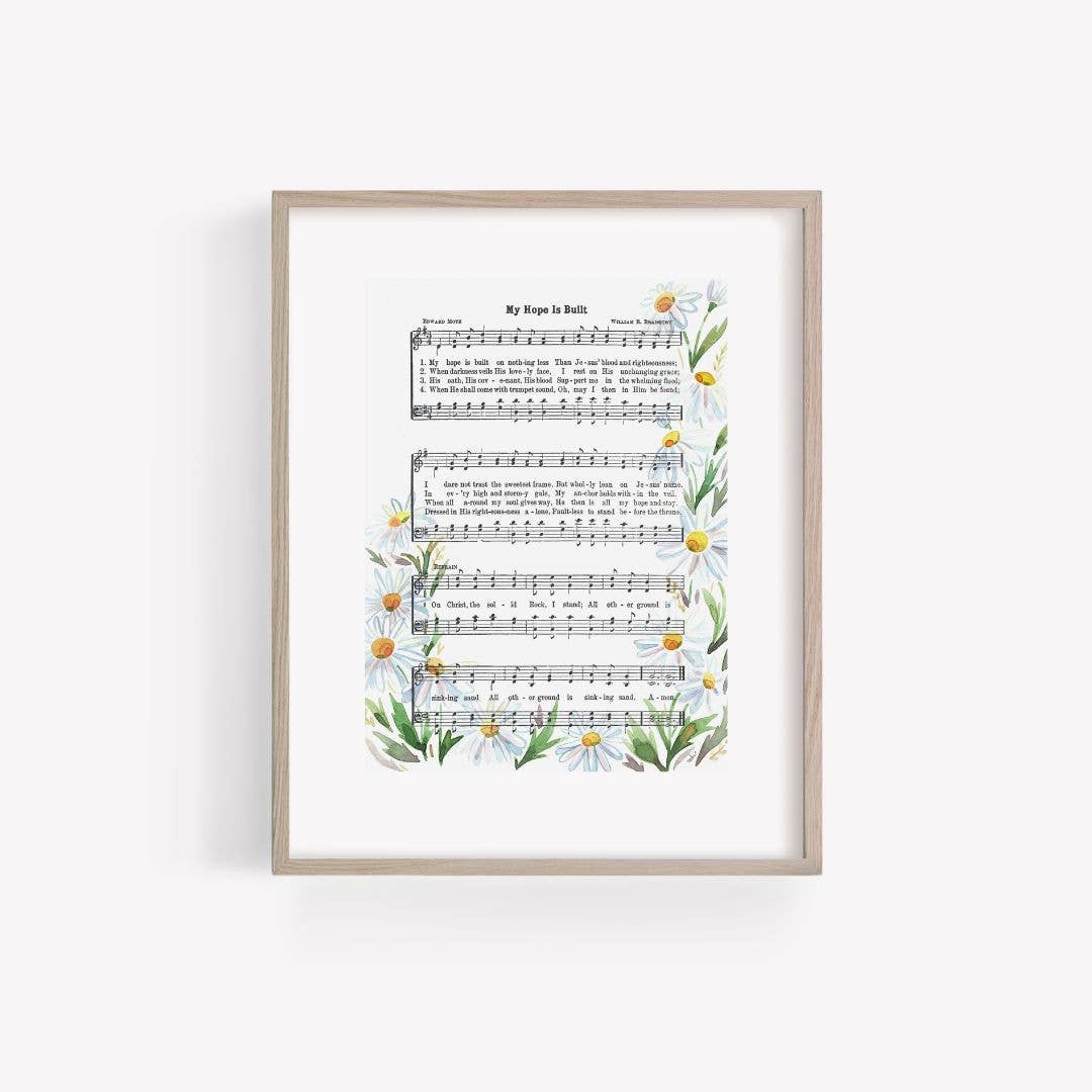“My Hope is Built” Daisies Watercolor Hymn Print
