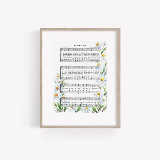 “My Hope is Built” Daisies Watercolor Hymn Print