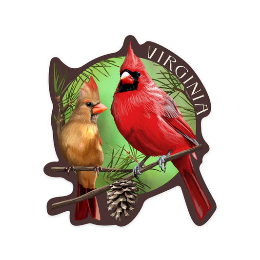 Cardinals in Summer Virginia Vinyl Sticker