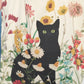 Black Cat & Florals Canvas Tote Bag