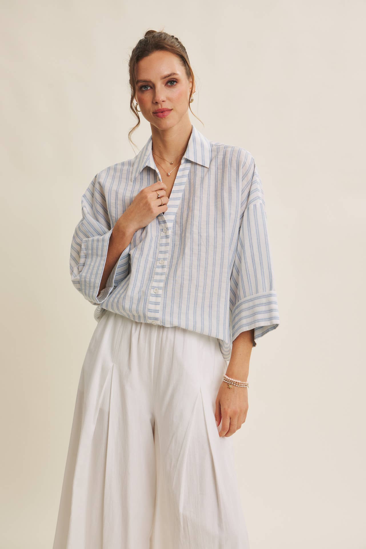 Coastal Comfort Striped Button-down