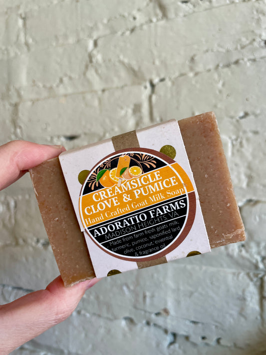 Creamsicle Clove & Pumice Goat Milk Soap - Adoratio Farms