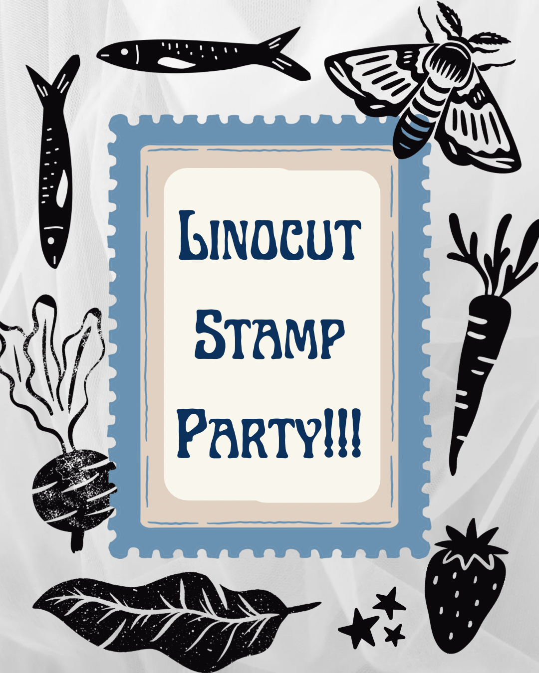 Linocut Stamp Party RSVP