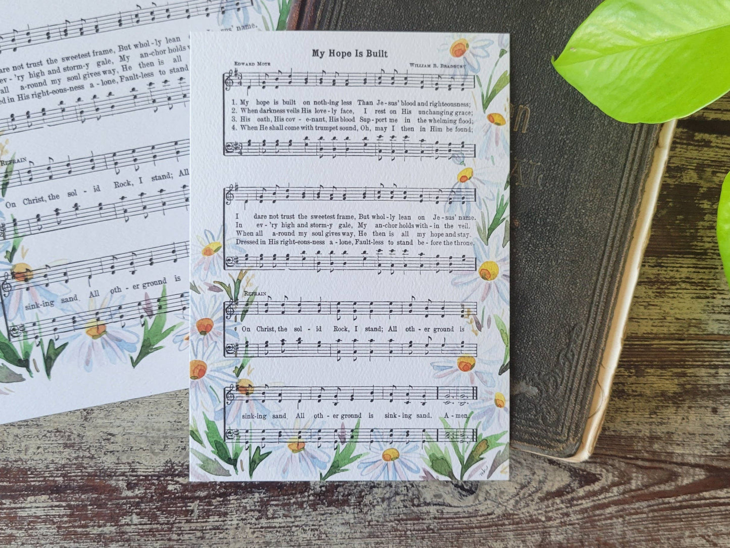 “My Hope is Built” Daisies Watercolor Hymn Print