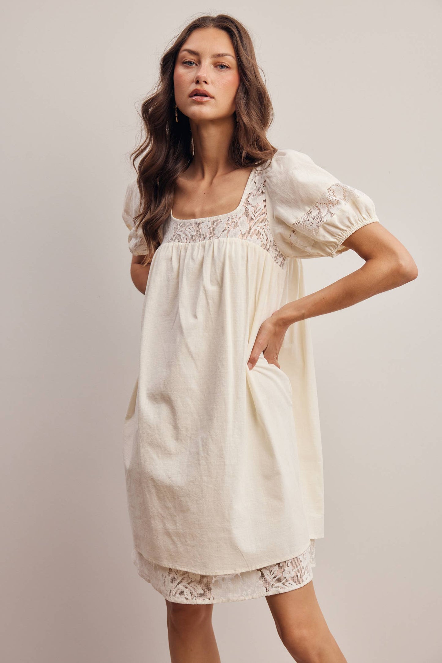 Lisa Lace Puff Sleeve Mini Dress