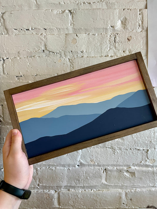 Pink Mountain Sunset Framed Painting - 704 North Design Co.