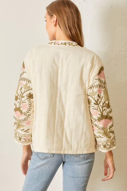 Bohemian Florals Printed Slub Jacket