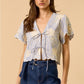 Scalloped Lace Tie-Front Top