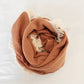 Rust 100% Cotton Fringe Baby Blanket