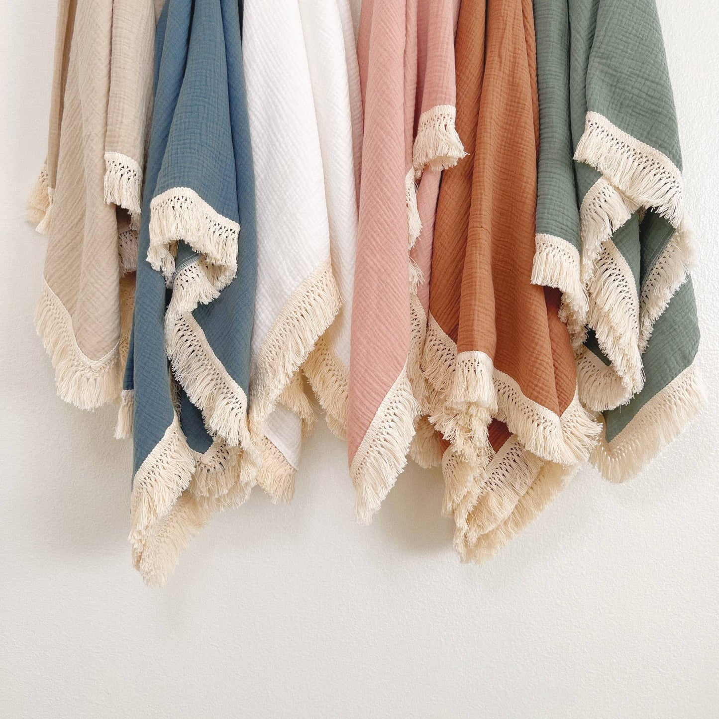 Rust 100% Cotton Fringe Baby Blanket