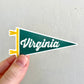 Virginia Retro Green Pennant Sticker