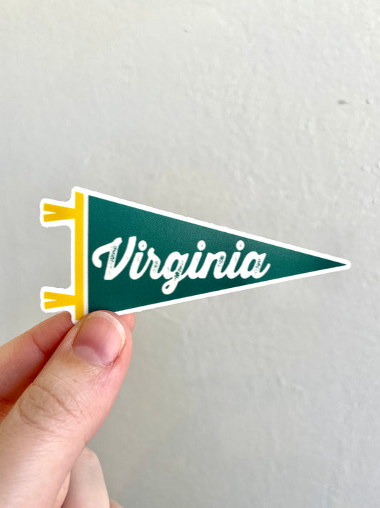 Virginia Retro Green Pennant Sticker