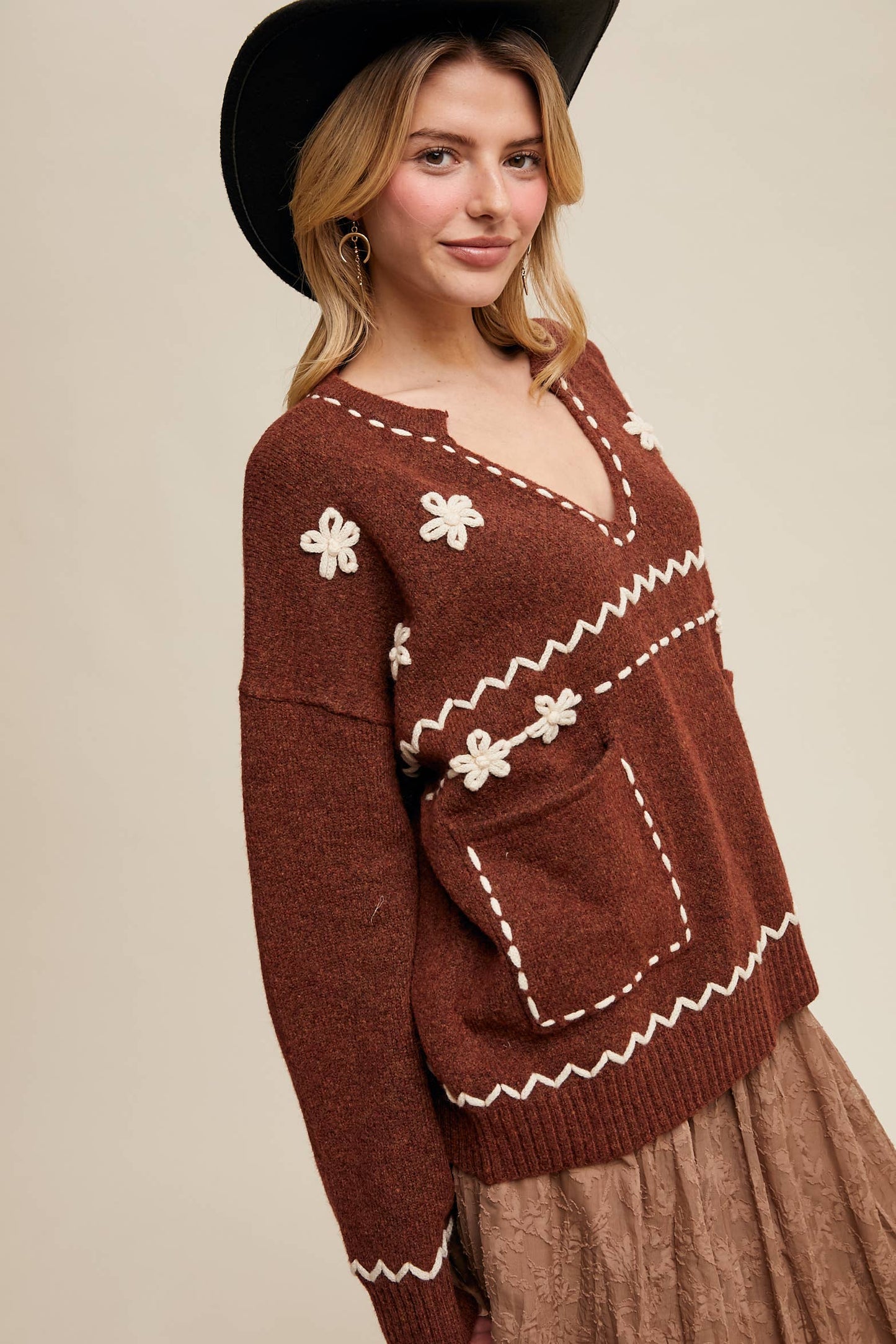 Coastal Cowboy Embroidered Knit Sweater