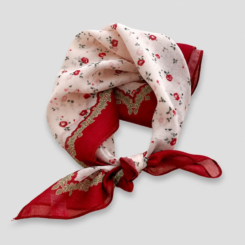 Red Rubies Floral Square Scarf