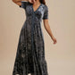 Embossed Velvet Button Down Maxi Dress