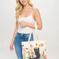 Black Cat & Florals Canvas Tote Bag