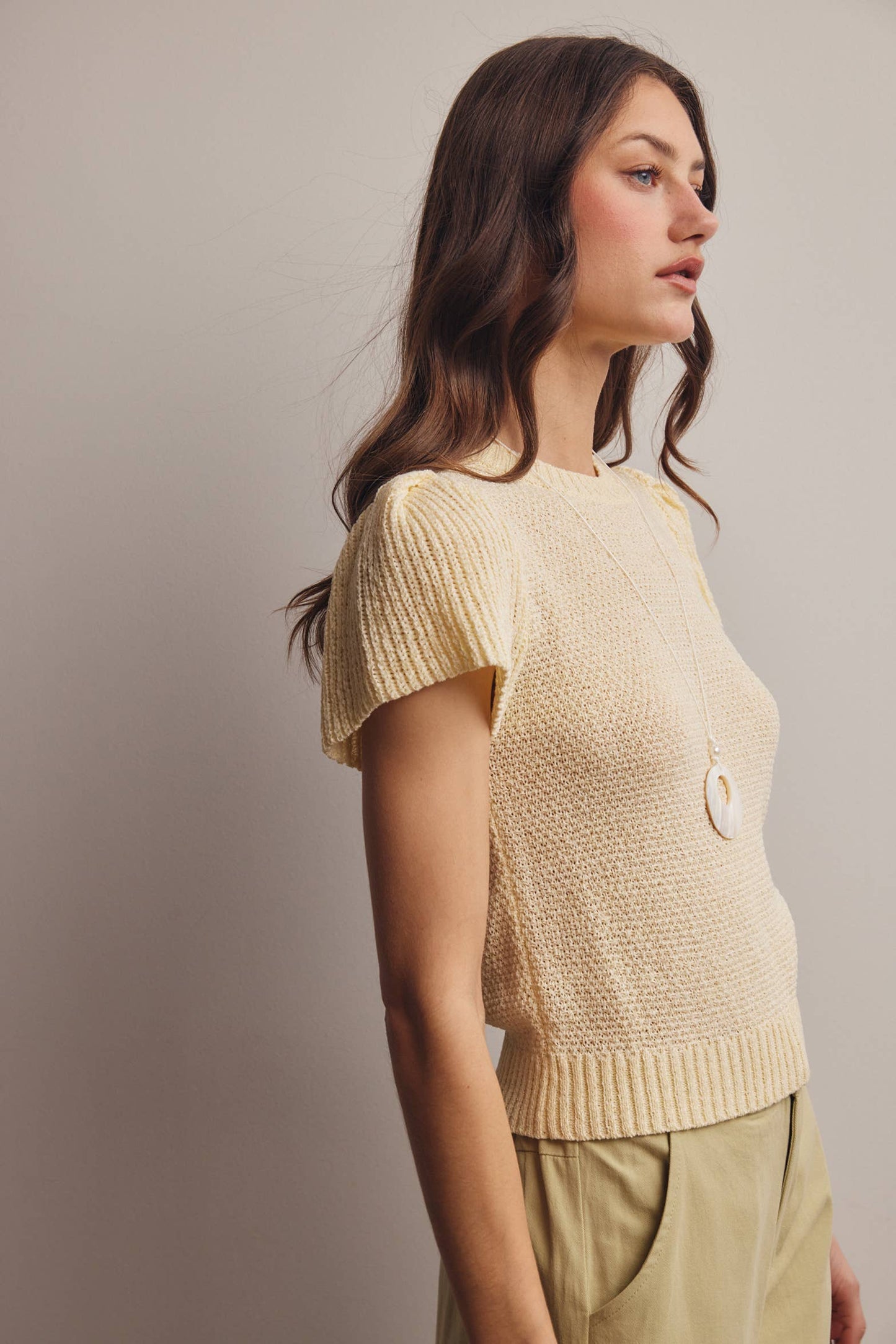 Ivory Puff Sleeve Knit Top