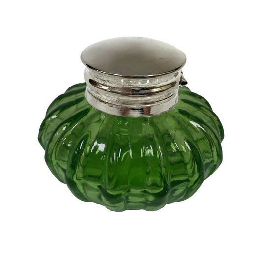 Green Swirl Glass Inkwell