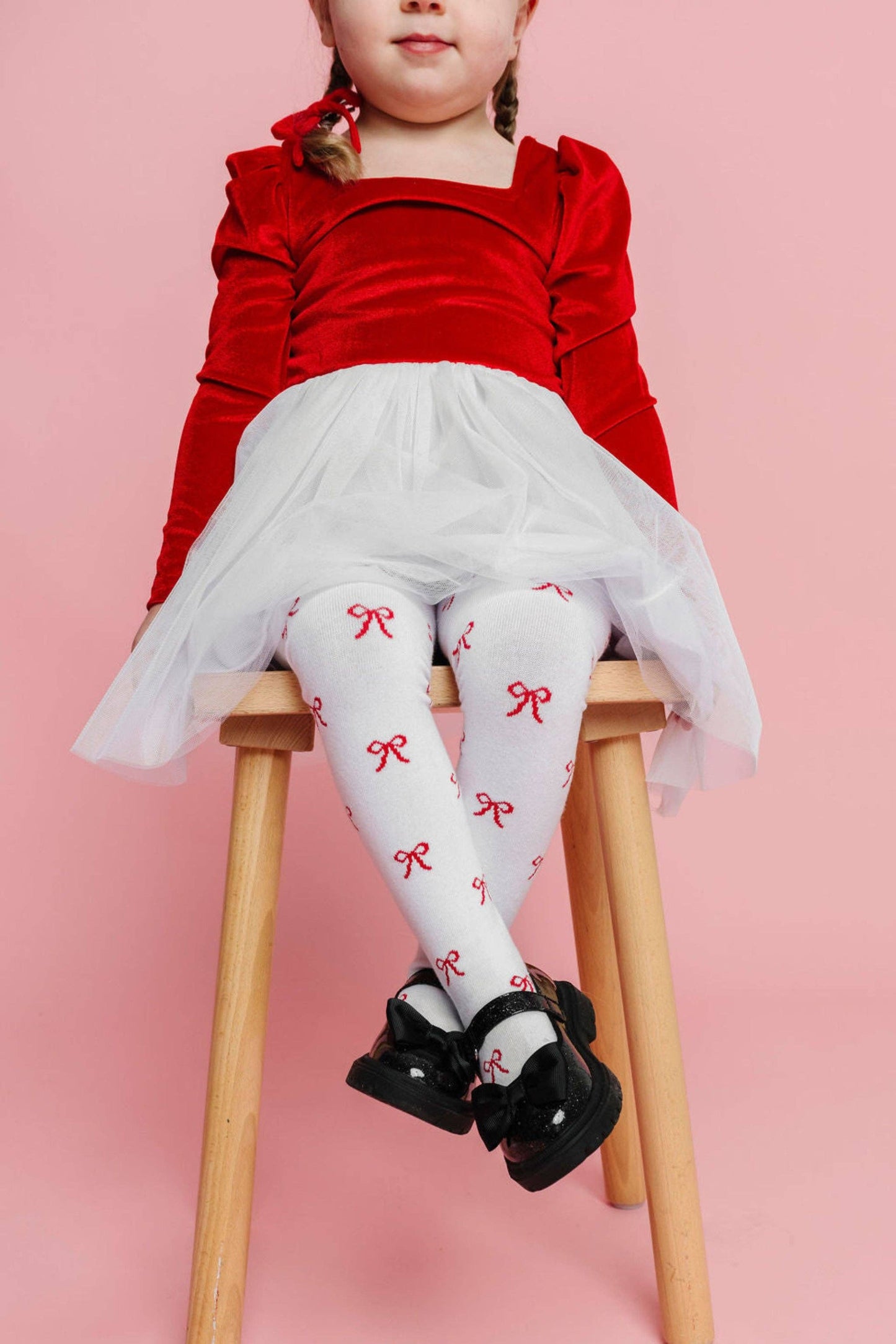 Red Ribbon Knit Tights