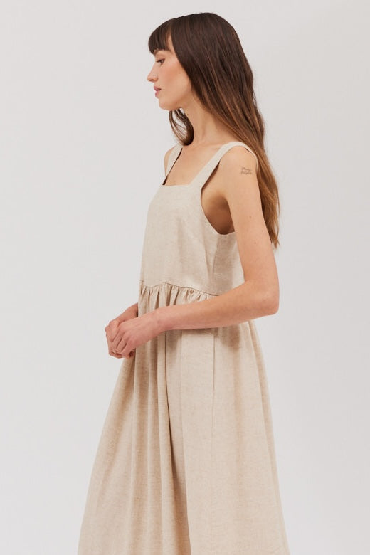 Simple Days Linen-Blend Midi Dress
