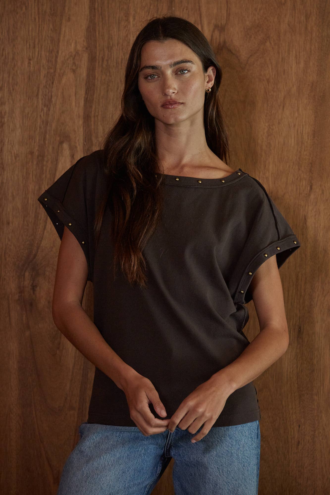 Cocoa Cotton Boat Neck Top