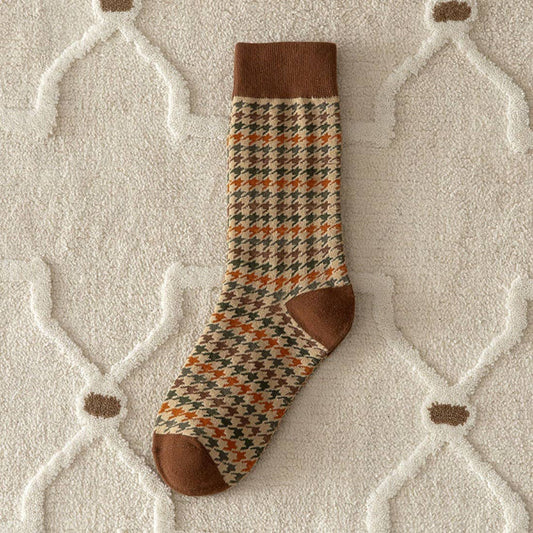 Heart for Houndstooth Brown + Orange Socks