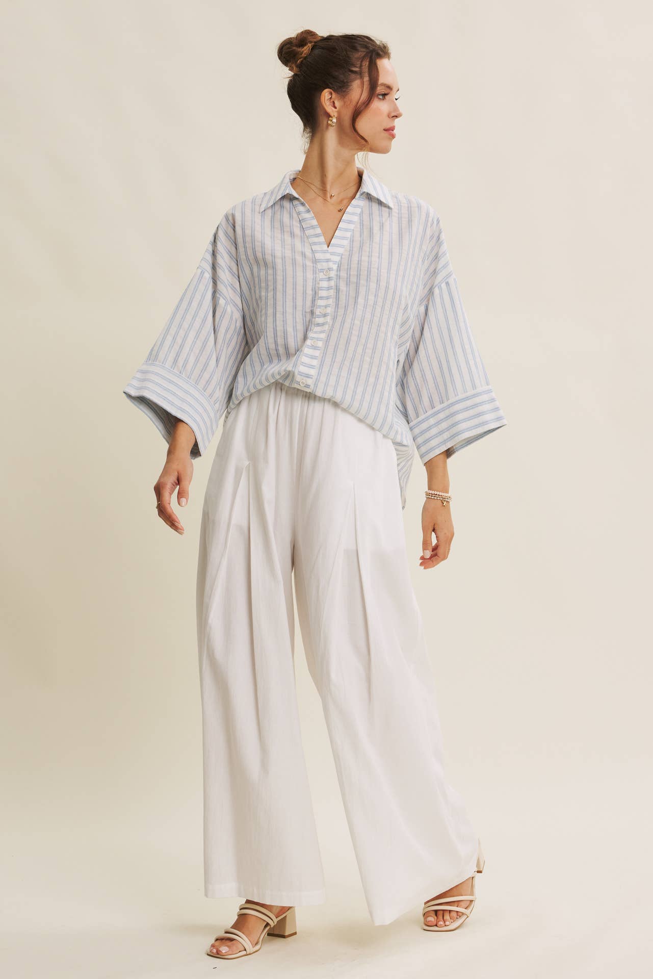 Coastal Comfort Striped Button-down
