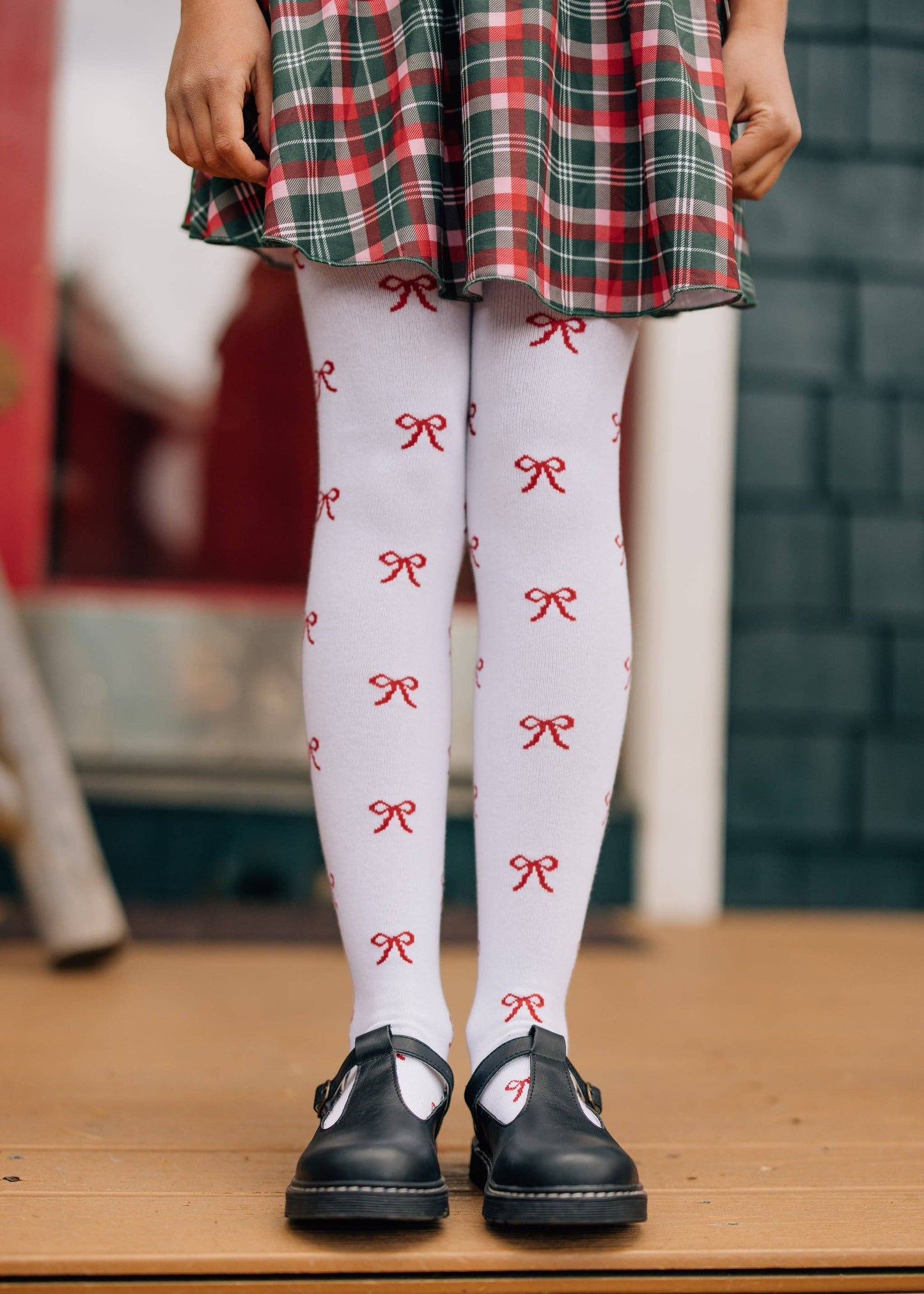 Red Ribbon Knit Tights