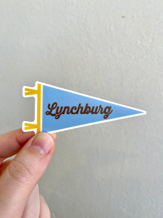 Lynchburg Periwinkle + Brown Pennant Sticker
