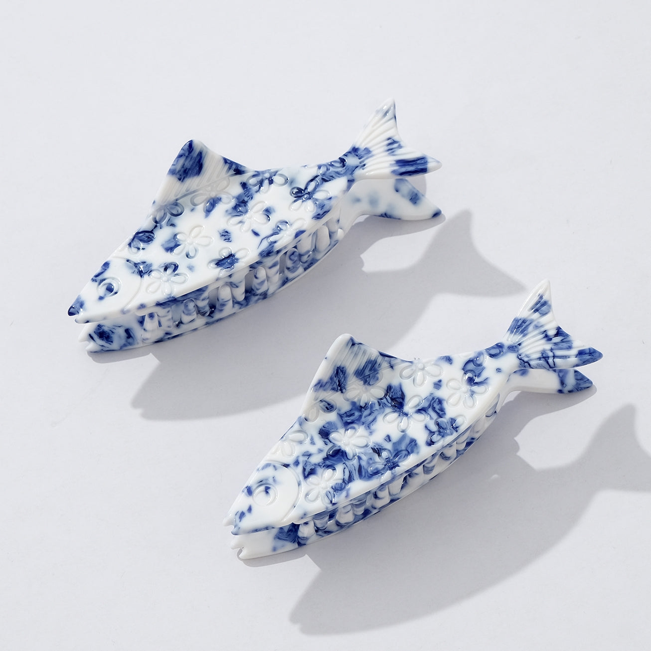 Blue Floral Sardine Claw Clip