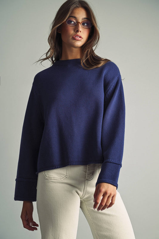 Indigo Waves Sweater Top