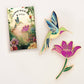 Hummingbird & Pink Lily Flower Pin Set