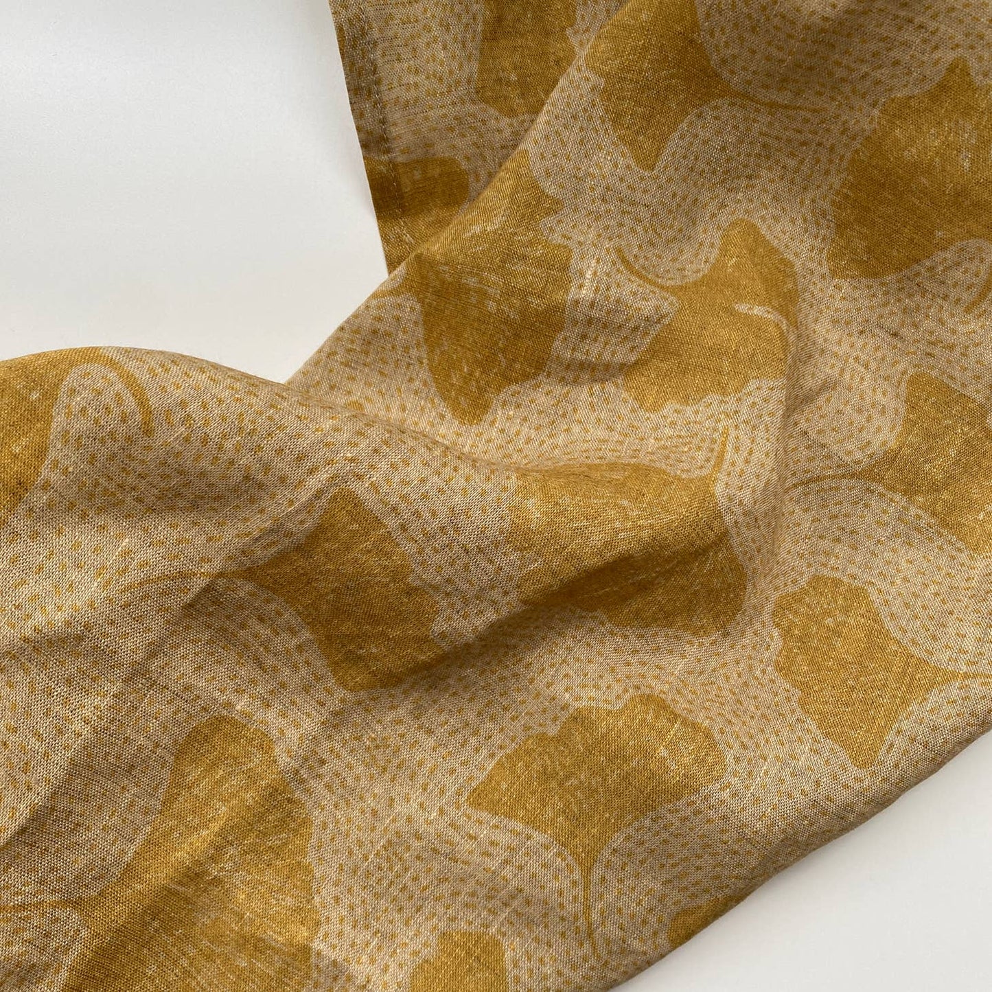 Mustard Gingko Linen Tea Towel - Emily Ruth Prints