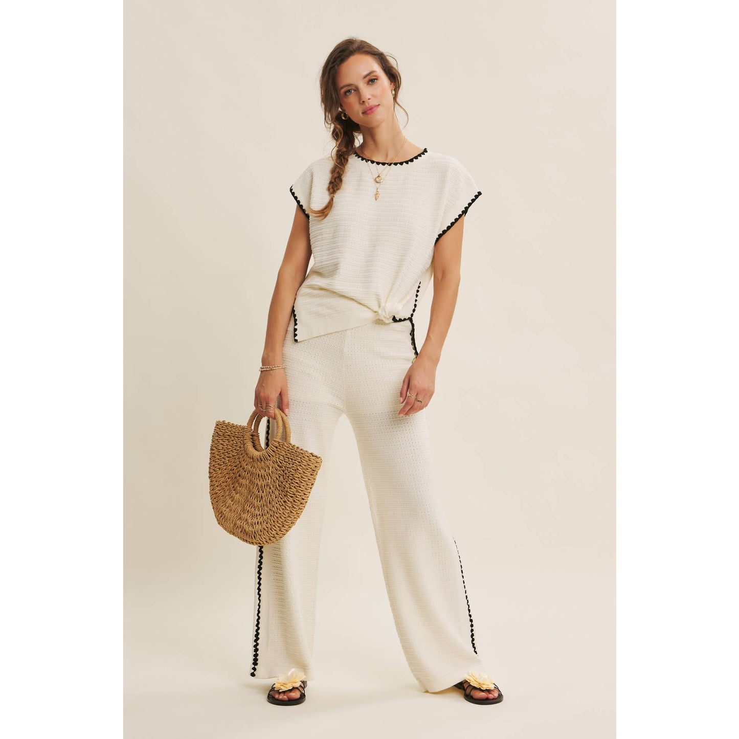 White Mocha Contrast Top