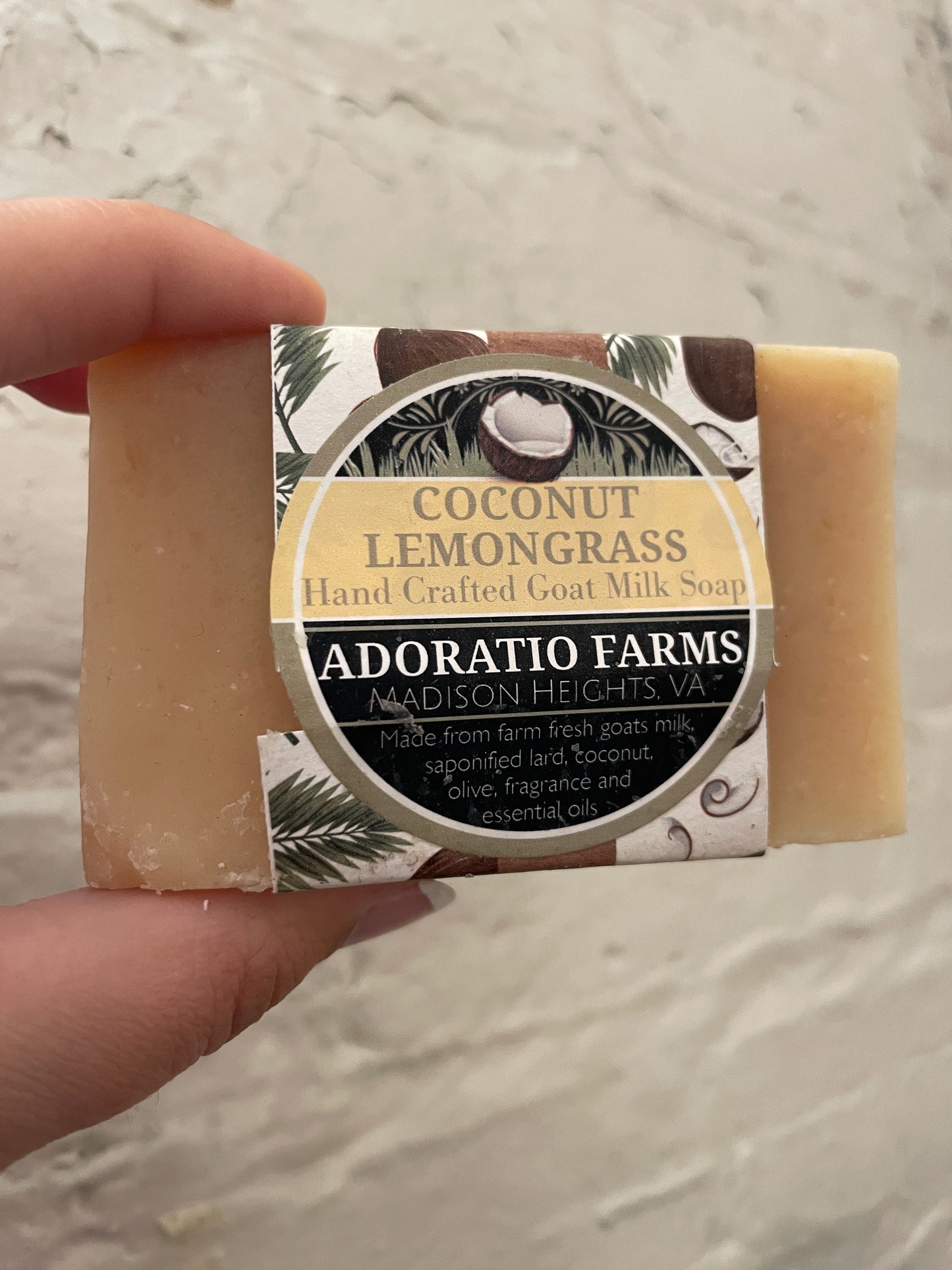 Coconut Lemongrass Goat Milk Soap - Adoratio Farms