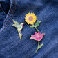 Hummingbird & Pink Lily Flower Pin Set