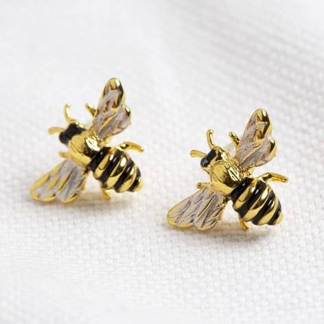 Bumble Bee Gold Stud Earrings