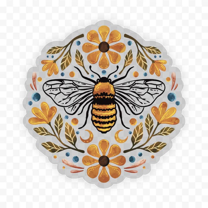 Bee & Florals Emblem Sticker