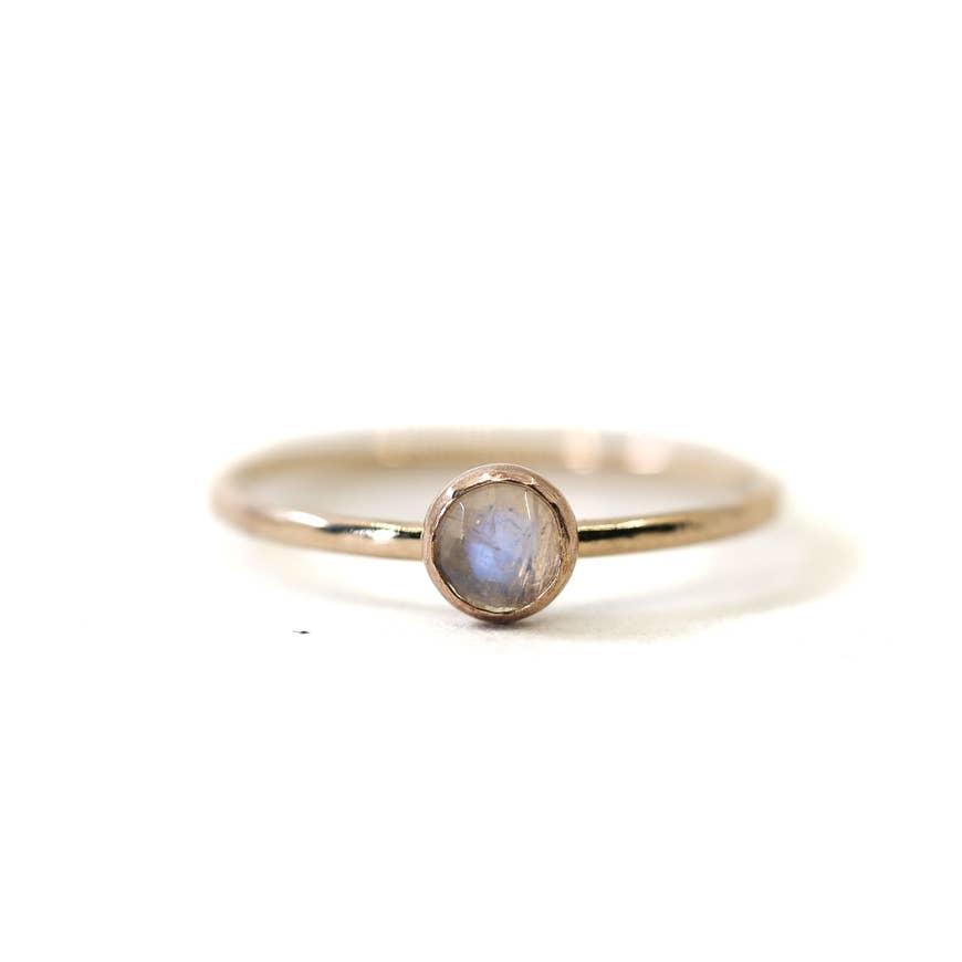 Rainbow Moonstone Stackable Gold Ring