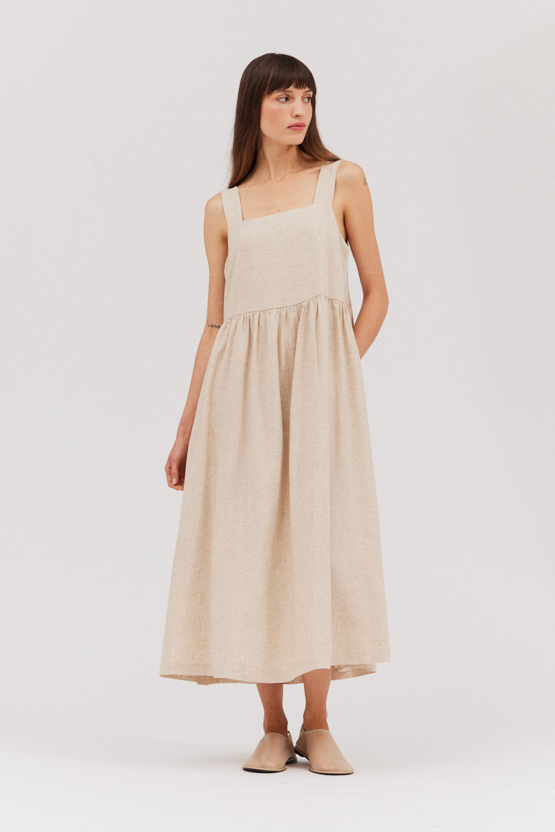 Simple Days Linen-Blend Midi Dress