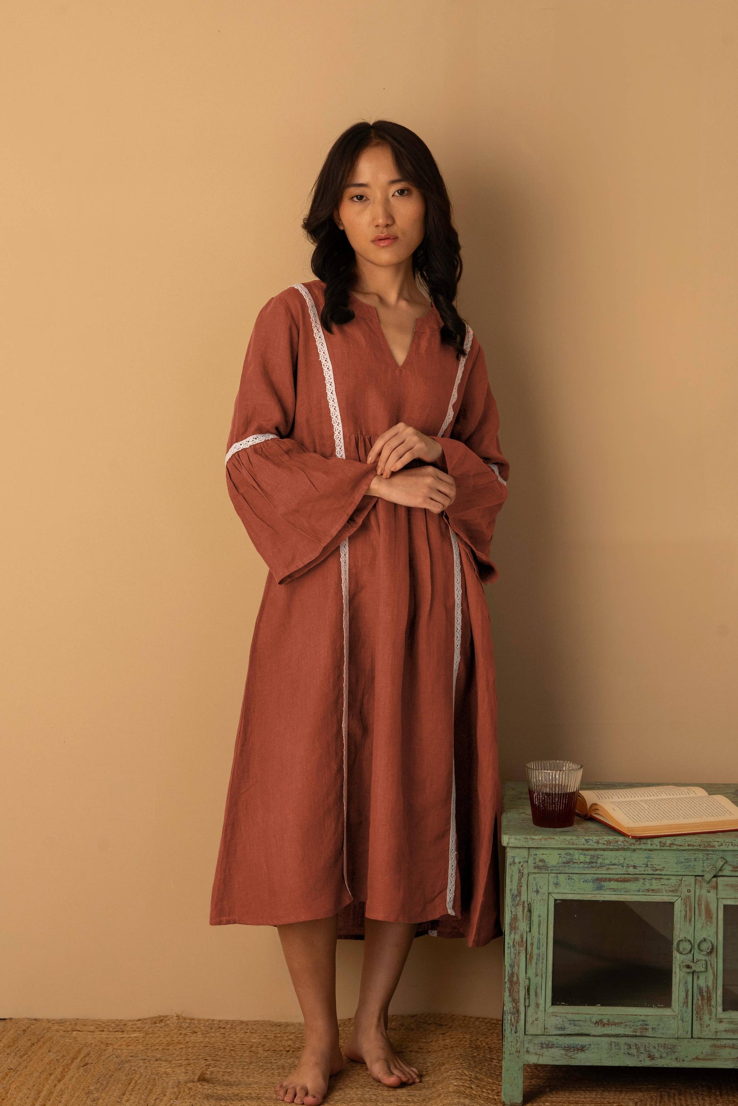 Marigold Linen Midi Dress